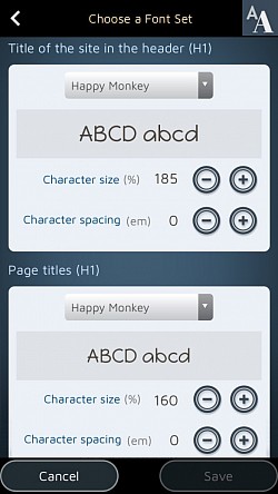 Můžete si také vybrat písma pro každý typ textu.